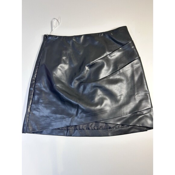 Lulus Ruched Cognac brown Faux leather Mini Skirt Size S - Picture 1 of 7